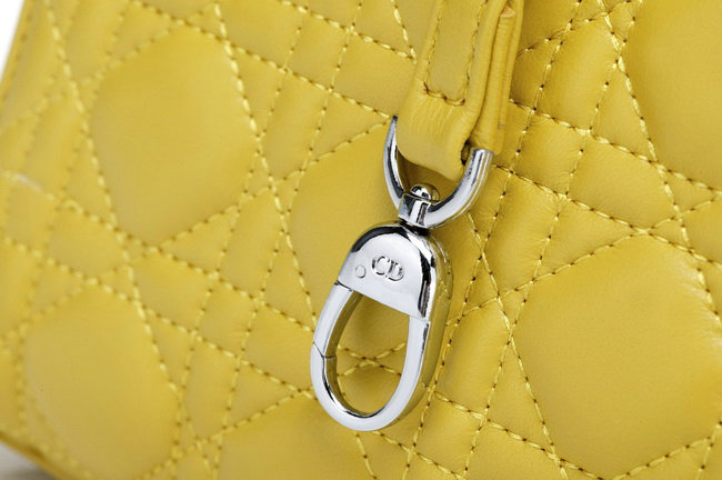 replica jumbo lady dior lambskin leather 6325 lemon yellow - Click Image to Close